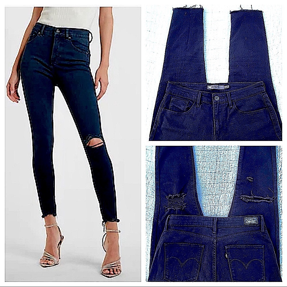 VTG 6/28 Levi’s “High Rise Skinny” Ripped Knee Distressed Frayed Hem Jeans